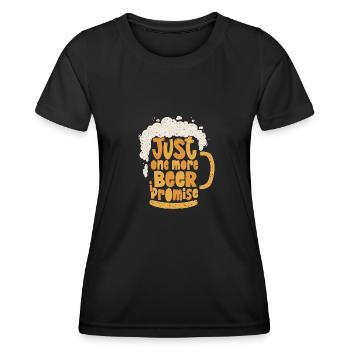 Nur noch ein Bier - Ich verspreche es - Frauen Funktions-T-Shirt - Schwarz - Vorne - AI Model Female 172 light (172cm)