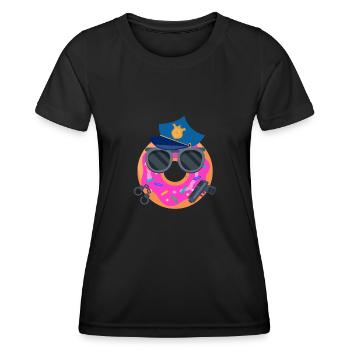 Donut Police Officer - Funny - Frauen Funktions-T-Shirt - Schwarz - Vorne - AI Model Female 172 light (172cm)