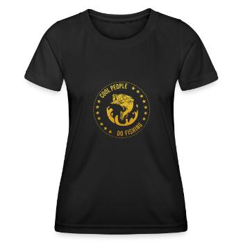 Coole Menschen gehen Fischen Angeln - Frauen Funktions-T-Shirt - Schwarz - Vorne - AI Model Female 172 light (172cm)