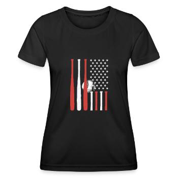 Baseballschläger mit Amerika Flagge - Frauen Funktions-T-Shirt - Schwarz - Vorne - AI Model Female 172 light (172cm)