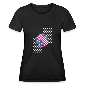 Baseball mit Amerika Flagge - Frauen Funktions-T-Shirt - Schwarz - Vorne - AI Model Female 172 light (172cm)