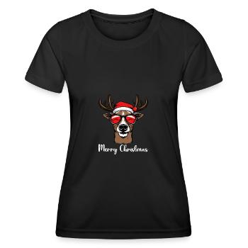 Merry Christmas Reindeer Xmas Family Men Women - Frauen Funktions-T-Shirt - Schwarz - Vorne - AI Model Female 172 light (172cm)