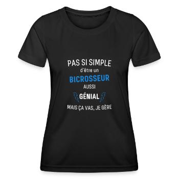 Bicrosseur Génial - T-shirt sport Femme - noir - Devant - AI Model Female 172 light (172cm)