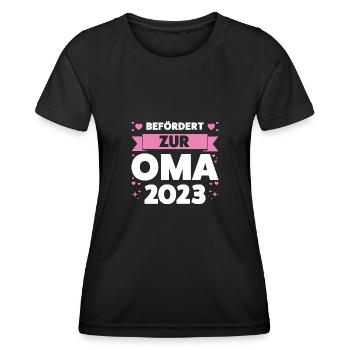 Oma 2023 Großmutter Großmütter Geschenk - Frauen Funktions-T-Shirt - Schwarz - Vorne - AI Model Female 172 light (172cm)