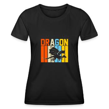 Drache Retro-Design Drache Geschenk - Frauen Funktions-T-Shirt - Schwarz - Vorne - AI Model Female 172 light (172cm)
