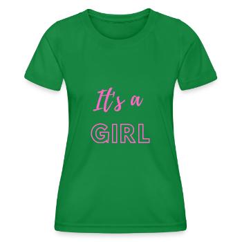 Baby Ankündigung - Mädchen - Schwangerschaft - Frauen Funktions-T-Shirt - Kelly Green - Vorne - AI Model Female 172 dark (172cm)