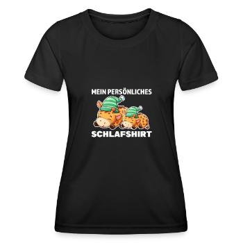 Schlafshirt Giraffe Schlafanzug Geschenk - Frauen Funktions-T-Shirt - Schwarz - Vorne - AI Model Female 172 light (172cm)