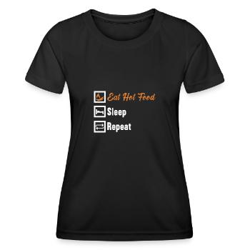 Manger des aliments chauds Dormir Répéter / Scharfes Essen - T-shirt sport Femme - noir - Devant - AI Model Female 172 light (172cm)