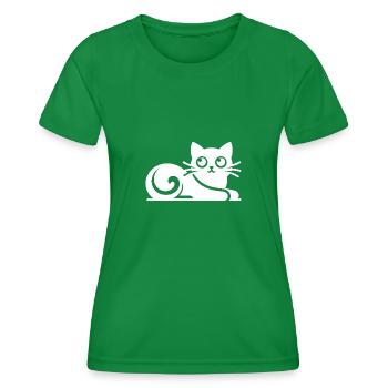 Cute Abstract Cats Drawing - Women's Functional T-Shirt - kelly green - Front - AI Model Female 172 dark (172cm)