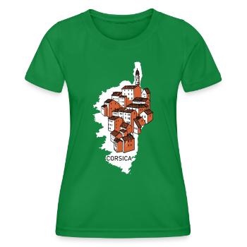 Corsica island map with houses Corse France - Women's Functional T-Shirt - kelly green - Front - AI Model Female 172 dark (172cm)