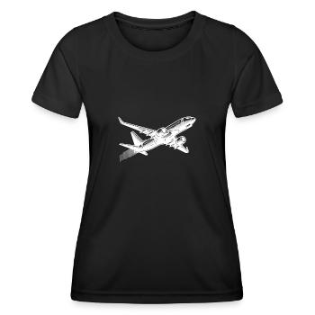 Jet Flugzeug auf Reiseflughöhe - Frauen Funktions-T-Shirt - Schwarz - Vorne - AI Model Female 172 light (172cm)