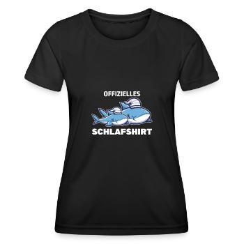 Schlafanzug Hai Haie Geschenk - Frauen Funktions-T-Shirt - Schwarz - Vorne - AI Model Female 172 light (172cm)