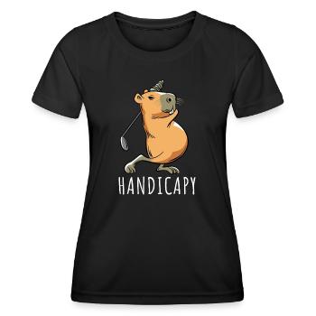 Capybara Golf Handicap - Handicapy - Frauen Funktions-T-Shirt - Schwarz - Vorne - AI Model Female 172 light (172cm)