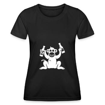 Monkey Beer Drinking - Women's Functional T-Shirt - black - Front - AI Model Female 172 light (172cm)