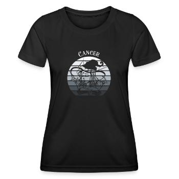 Logo rétro signe astrologique "Cancer" - T-shirt sport Femme - noir - Devant - AI Model Female 172 light (172cm)