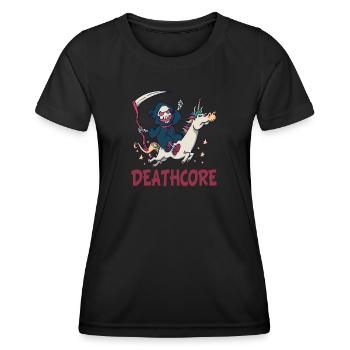 Lustiger Deathcore Sensenmann Einhorn Metalhead - Frauen Funktions-T-Shirt - Schwarz - Vorne - AI Model Female 172 light (172cm)