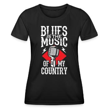 Le blues est la musique de mon pays - T-shirt sport Femme - noir - Devant - AI Model Female 172 light (172cm)