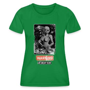 Musik | Außerirdische Frau hinter dem Mischpult. - Frauen Funktions-T-Shirt - Kelly Green - Vorne - AI Model Female 172 dark (172cm)
