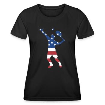 Sport Us Flag Tennis - Frauen Funktions-T-Shirt - Schwarz - Vorne - AI Model Female 172 light (172cm)