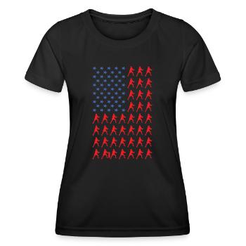 Sport Us Flag Ultimate Frisbee - T-shirt sport Femme - noir - Devant - AI Model Female 172 light (172cm)