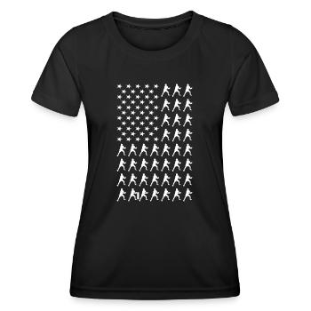Sport Us Flag Ultimate Frisbee - T-shirt sport Femme - noir - Devant - AI Model Female 172 light (172cm)