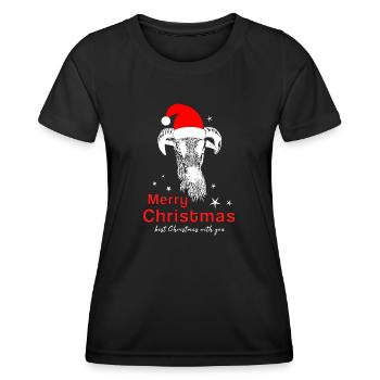 Merry Christmas Schafbock Frohe Weihnachten - Frauen Funktions-T-Shirt - Schwarz - Vorne - AI Model Female 172 light (172cm)
