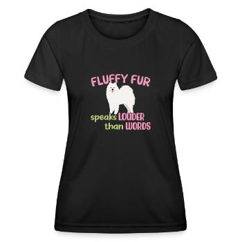 Fluffy Fur parle plus fort que les mots - T-shirt sport Femme - noir - Devant - AI Model Female 172 light (172cm)