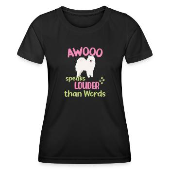AWOOO parle plus fort que les mots - T-shirt sport Femme - noir - Devant - AI Model Female 172 light (172cm)