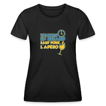 Retard Cadeau Apéro Humour Beauf Alcool Apéritif - T-shirt sport Femme - noir - Devant - AI Model Female 172 light (172cm)