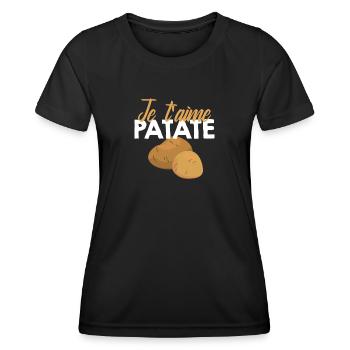 Patate Saint Valentin Cadeau Couple Amour Humour - T-shirt sport Femme - noir - Devant - AI Model Female 172 light (172cm)