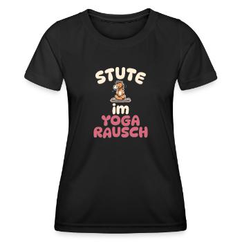 Stute im Yoga Rausch - Pferde Yoga - Frauen Funktions-T-Shirt - Schwarz - Vorne - AI Model Female 172 light (172cm)