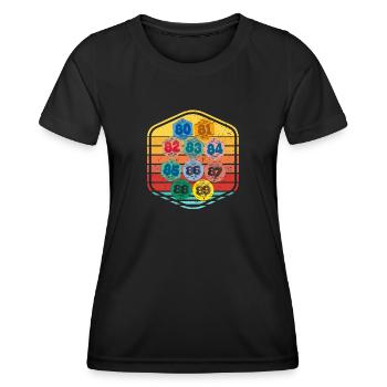 Vignettes Automobiles Années 80 Vintage Souvenir - T-shirt sport Femme - noir - Devant - AI Model Female 172 light (172cm)