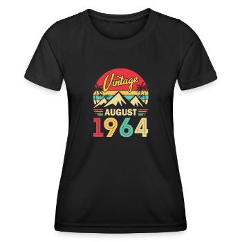 60 Year Old Birthday August 1964 Vintage Men Woman - Women's Functional T-Shirt - black - Front - AI Model Female 172 light (172cm)