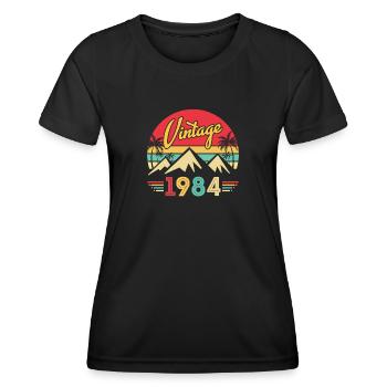 40 Year Old Birthday 1984 Vintage 40 Men Women - Women's Functional T-Shirt - black - Front - AI Model Female 172 light (172cm)