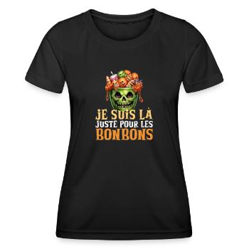 Déguisement Halloween je suis là pour les bonbons - T-shirt sport Femme - noir - Devant - AI Model Female 172 light (172cm)