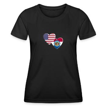 USA American State Of Missouri Flag Patriotic 4th - Women's Functional T-Shirt - black - Front - AI Model Female 172 light (172cm)