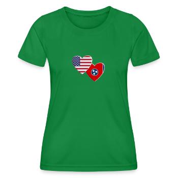 USA American State Of Tennessee Flag Patriotic - Women's Functional T-Shirt - kelly green - Front - AI Model Female 172 dark (172cm)
