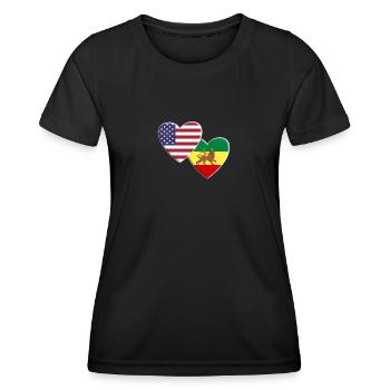 États-Unis Drapeau rastafari rastafari américain - T-shirt sport Femme - noir - Devant - AI Model Female 172 light (172cm)