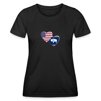 USA American State Of Wyoming Flag Patriotic 4th - Women's Functional T-Shirt - black - Front - AI Model Female 172 light (172cm)
