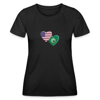 USA American State Of Washington Flag Patriotic - Women's Functional T-Shirt - black - Front - AI Model Female 172 light (172cm)