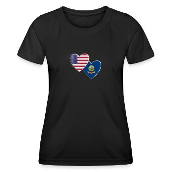 États-Unis État américain de l’Idaho Drapeau patriotique 4ème - T-shirt sport Femme - noir - Devant - AI Model Female 172 light (172cm)