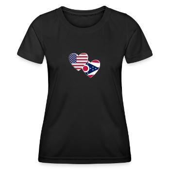 USA American State Of Ohio Flag Patriotic 4th Of - Women's Functional T-Shirt - black - Front - AI Model Female 172 light (172cm)