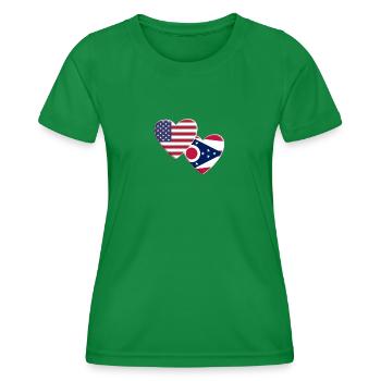 USA American State Of Ohio Flag Patriotic 4th Of - Women's Functional T-Shirt - kelly green - Front - AI Model Female 172 dark (172cm)