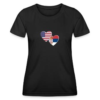 États-Unis Serbie américaine drapeau serbe fierté patriotique - T-shirt sport Femme - noir - Devant - AI Model Female 172 light (172cm)