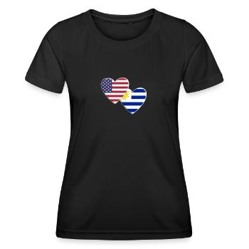 USA American Uruguay Uruguayan Flag Patriotic - Women's Functional T-Shirt - black - Front - AI Model Female 172 light (172cm)