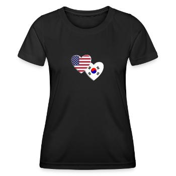 USA American South Korea Korean Flag Patriotic - Women's Functional T-Shirt - black - Front - AI Model Female 172 light (172cm)