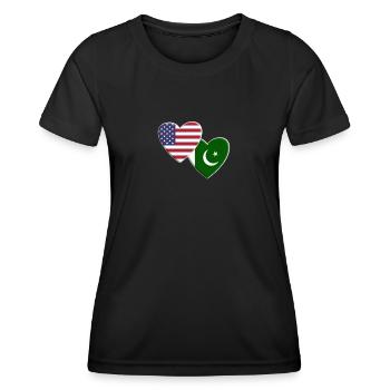 USA American Pakistan Pakistani Flag Patriotic - Women's Functional T-Shirt - black - Front - AI Model Female 172 light (172cm)