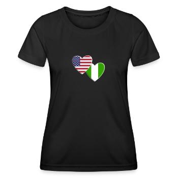 USA American Nigeria Nigerian Africa Flag - Women's Functional T-Shirt - black - Front - AI Model Female 172 light (172cm)
