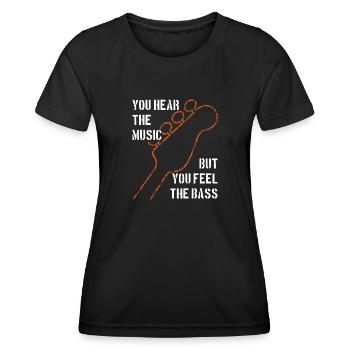 Du hörst die Musik und spürst den Bass - Frauen Funktions-T-Shirt - Schwarz - Vorne - AI Model Female 172 light (172cm)