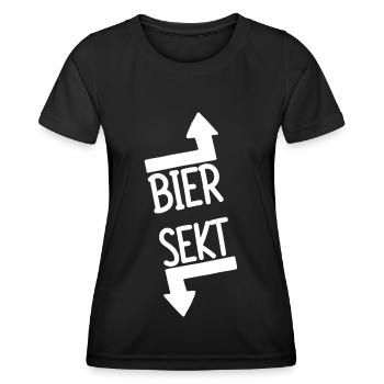 GOLDEN SHOWER FETISCH SPRUCH NATURSEKT - Frauen Funktions-T-Shirt - Schwarz - Vorne - AI Model Female 172 light (172cm)